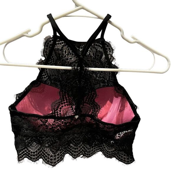 Pink High Neck Push up Bralette Black Small(AA-C) - Picture 4 of 9